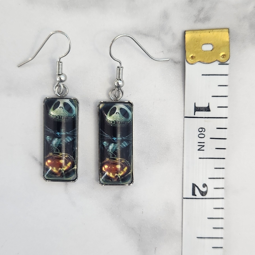 Jack Skellington Halloween Earrings Pumpkin Dangle Nightmare Before Christmas - Picture 9 of 11